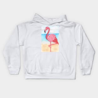 Flamingo in watercolour and gouache Kids Hoodie